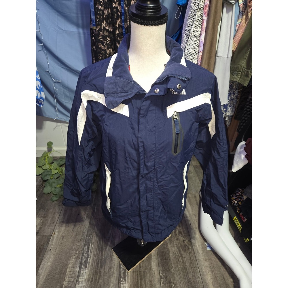 The North Face Boys HyVent Navy Blue White Rain Jacket Size Large 14/16